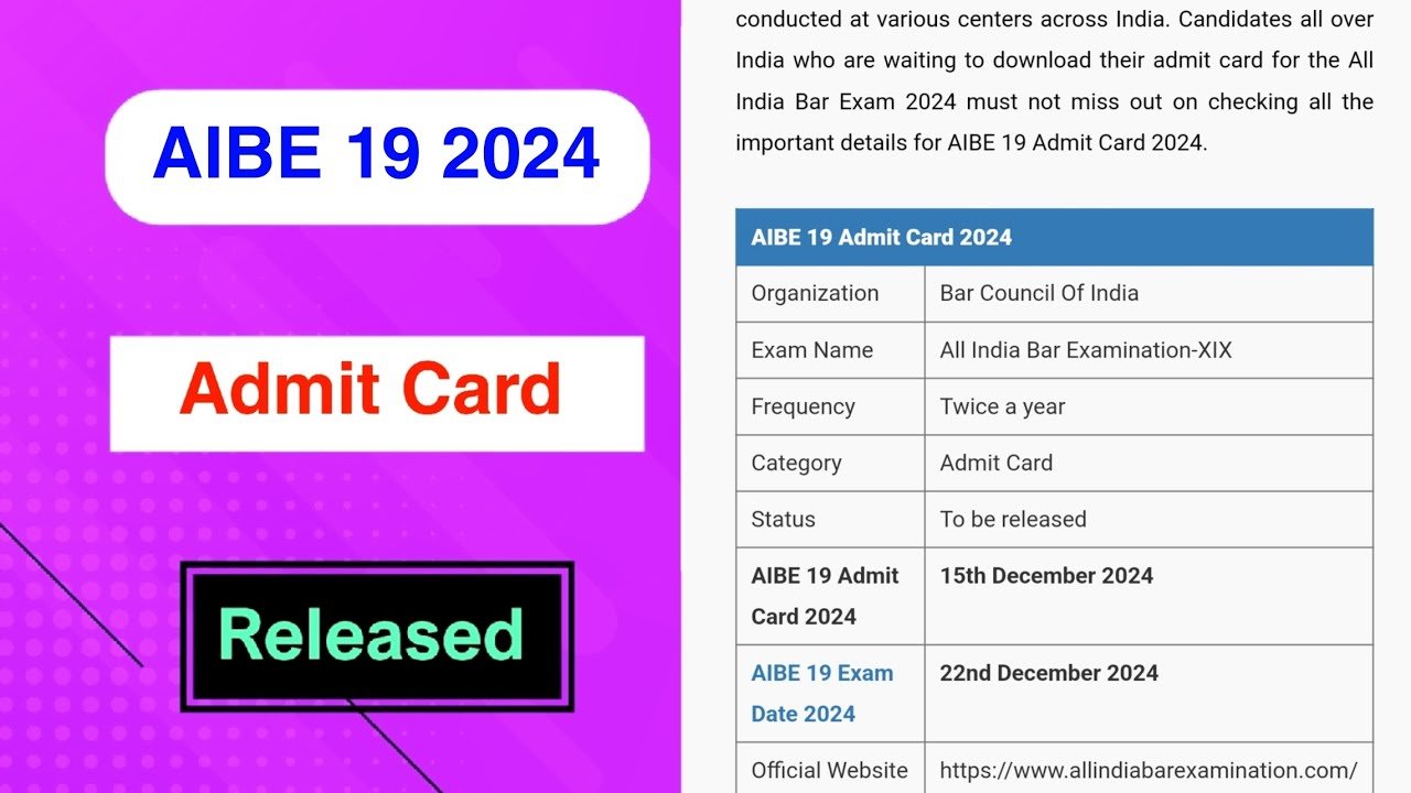 AIBE 19 admit card