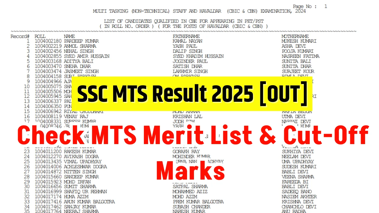 SSC MTS Result 2025